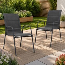 Stackable Outdoor Dining Chairs in Anthracite - 2 Pack
