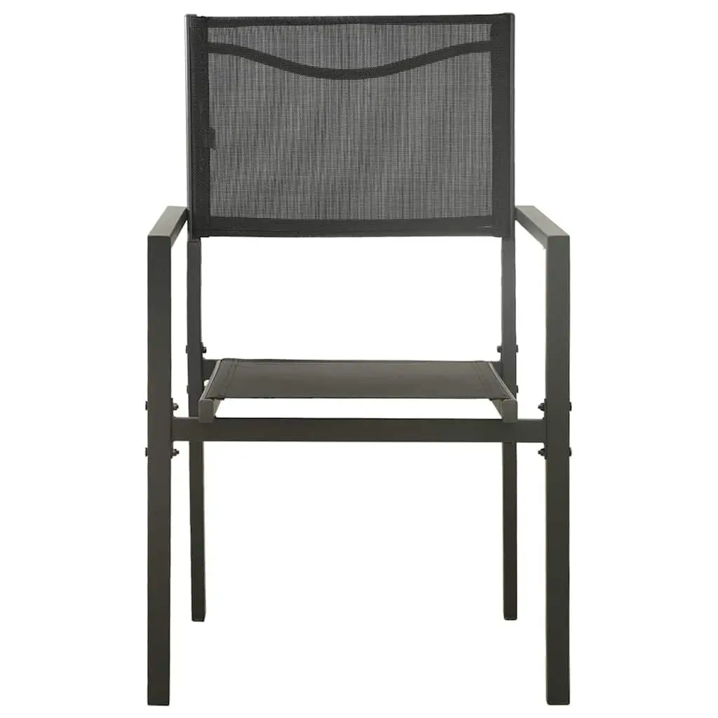 Outdoor Garden Chairs 2 Piece Black Steel Textilene Patio Seating
