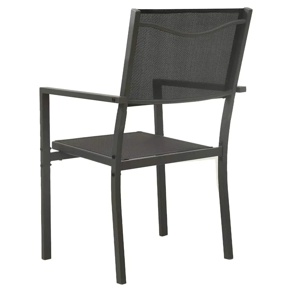 Outdoor Garden Chairs 2 Piece Black Steel Textilene Patio Seating
