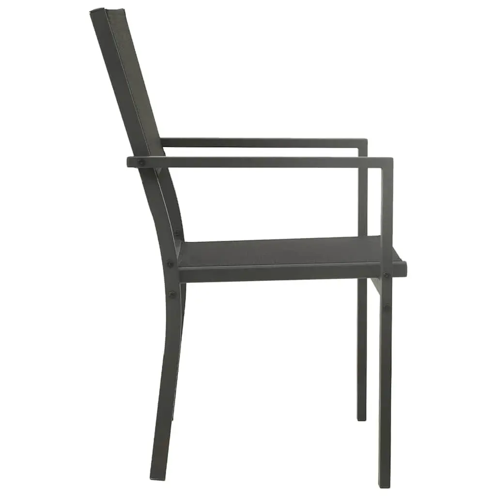 Outdoor Garden Chairs 2 Piece Black Steel Textilene Patio Seating