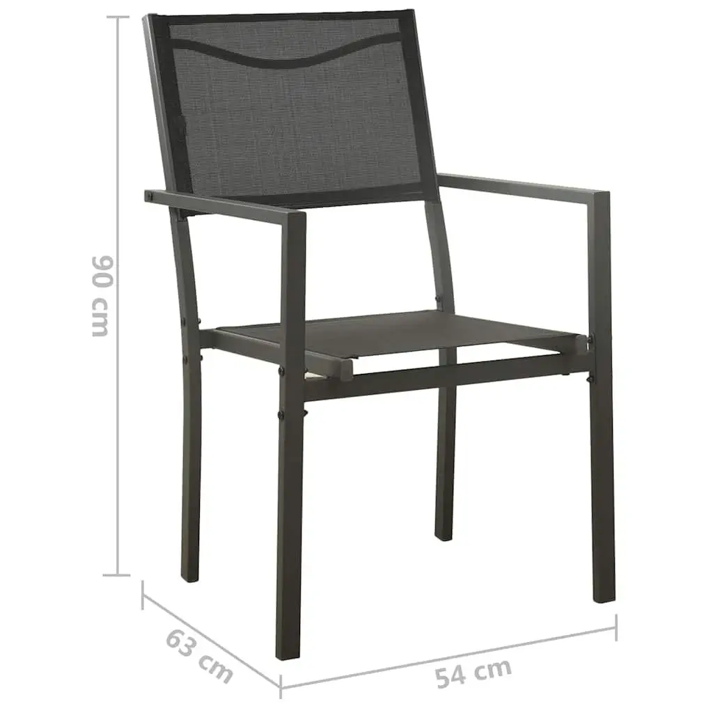 Outdoor Garden Chairs 2 Piece Black Steel Textilene Patio Seating