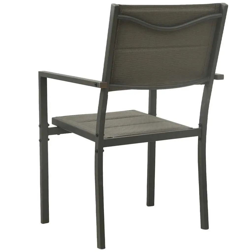 Outdoor Garden Chairs 2 Piece Set Textilene Steel Armchair Patio Seating Grey