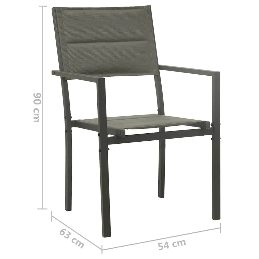 Outdoor Garden Chairs 2 Piece Set Textilene Steel Armchair Patio Seating Grey