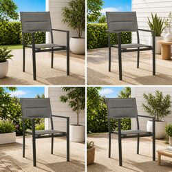 Outdoor Garden Chair Set of 4 with Steel Frame and Padding
