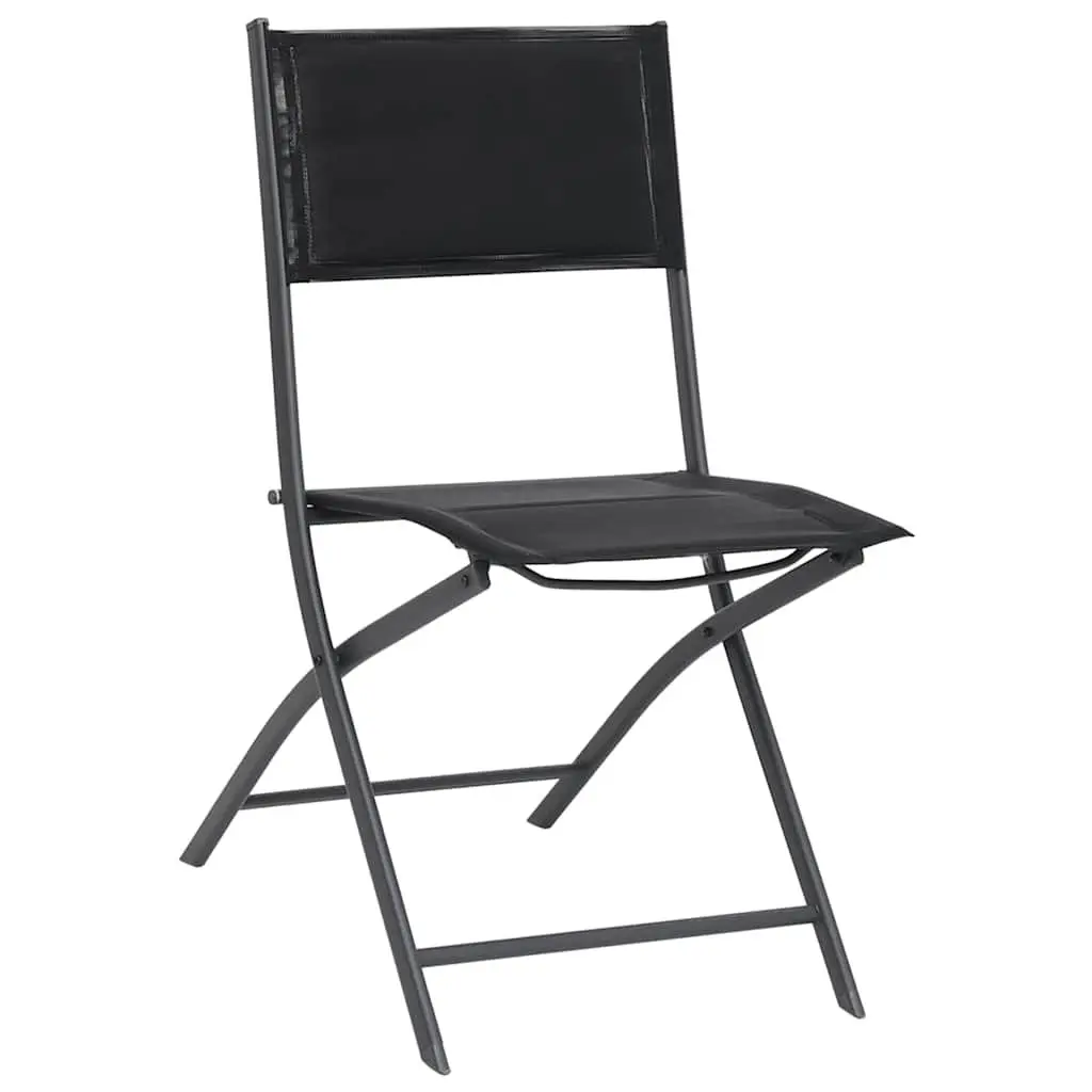 Folding Outdoor Chairs Garden Seating Steel Frame Textilene Black 2 Piece