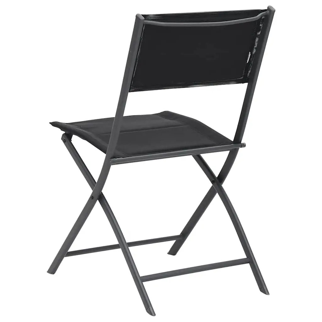 Folding Outdoor Chairs Garden Seating Steel Frame Textilene Black 2 Piece