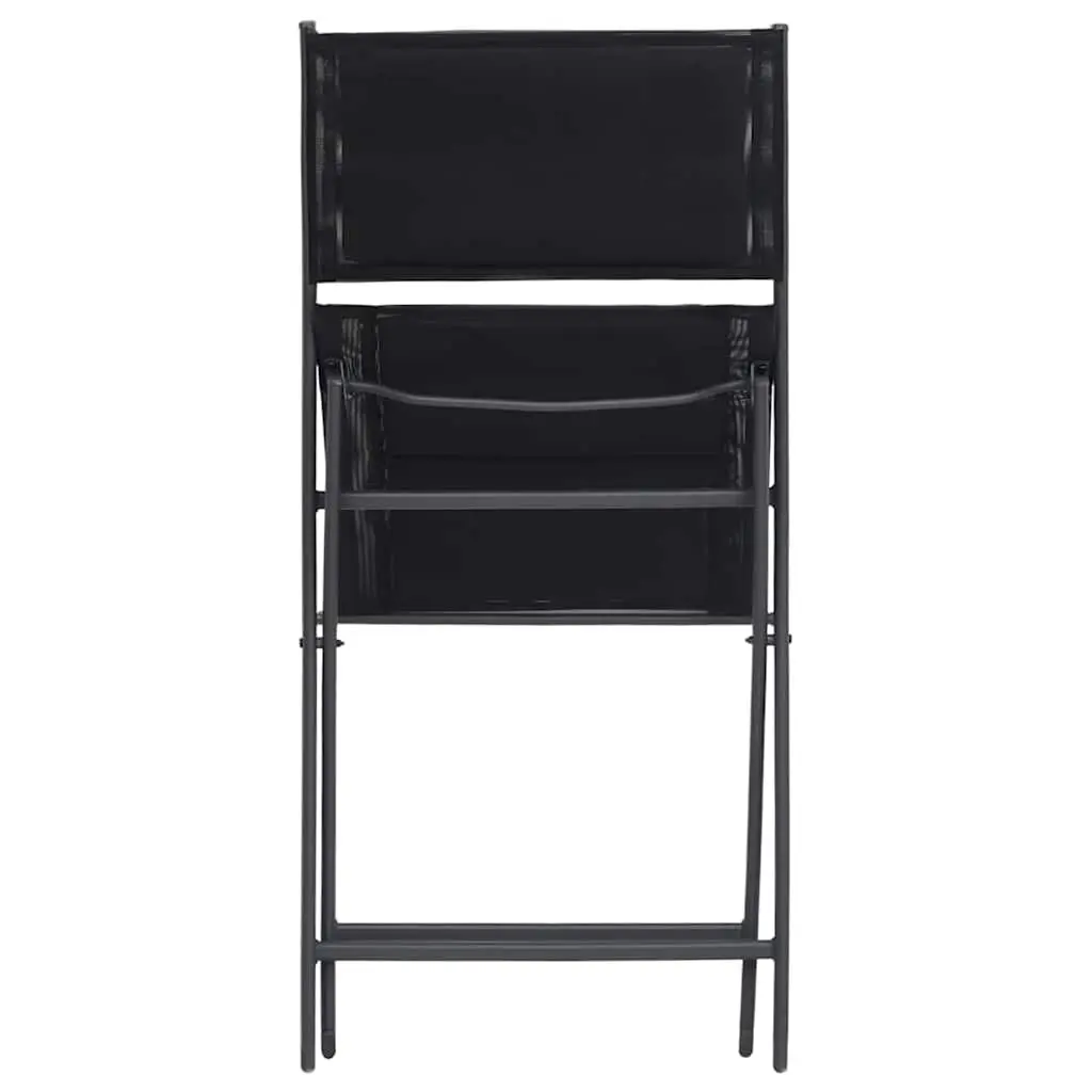 Folding Outdoor Chairs Garden Seating Steel Frame Textilene Black 2 Piece
