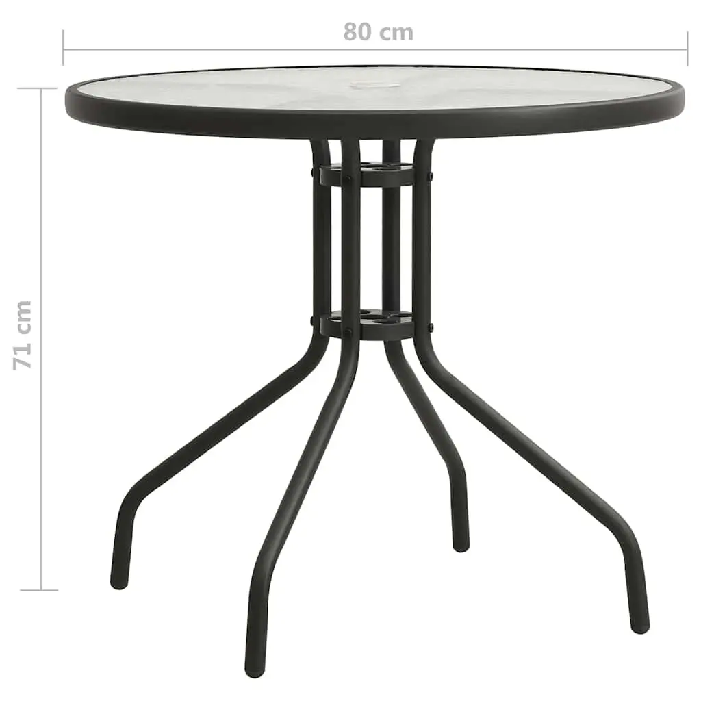 Round Bistro Garden Table for Outdoor Patio 80 cm Anthracite Steel Frame