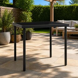 Outdoor Dining Table Anthracite Square Glass Top Steel Legs Garden Patio