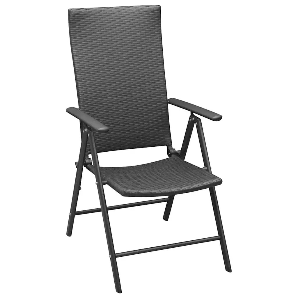 Garden Chairs Set for Patio 4 Piece Reclining Folding Black