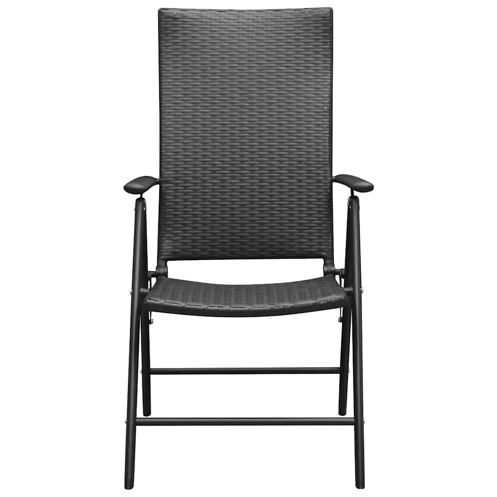 Garden Chairs Set for Patio 4 Piece Reclining Folding Black