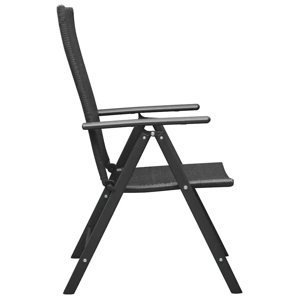 Garden Chairs Set for Patio 4 Piece Reclining Folding Black