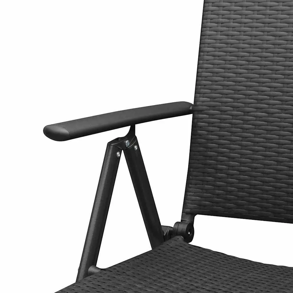 Garden Chairs Set for Patio 4 Piece Reclining Folding Black