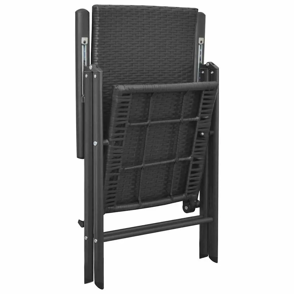 Garden Chairs Set for Patio 4 Piece Reclining Folding Black