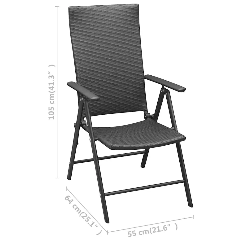 Garden Chairs Set for Patio 4 Piece Reclining Folding Black