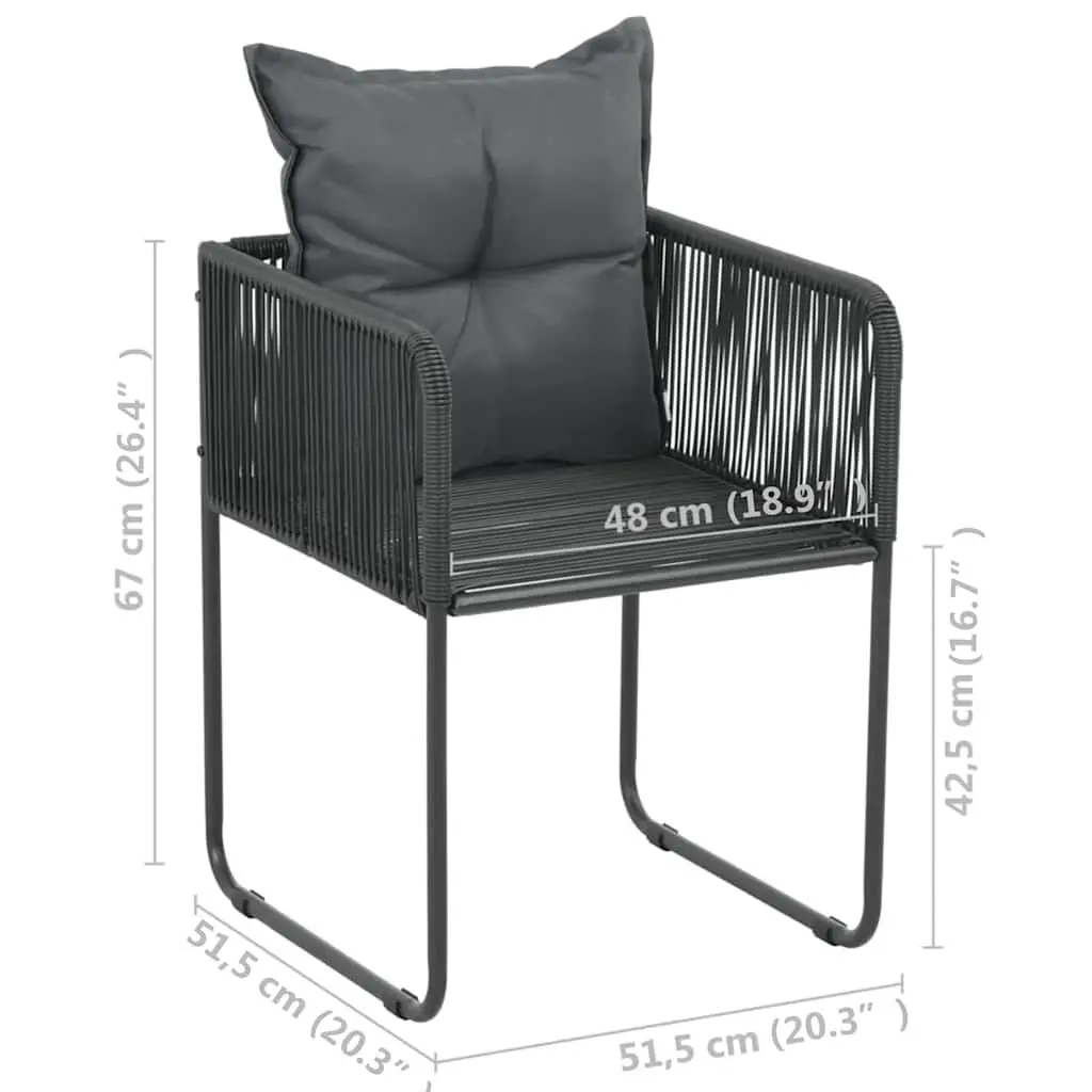 Set of 4 Outdoor Dining Chairs with Cushions Black Garden Patio Seating