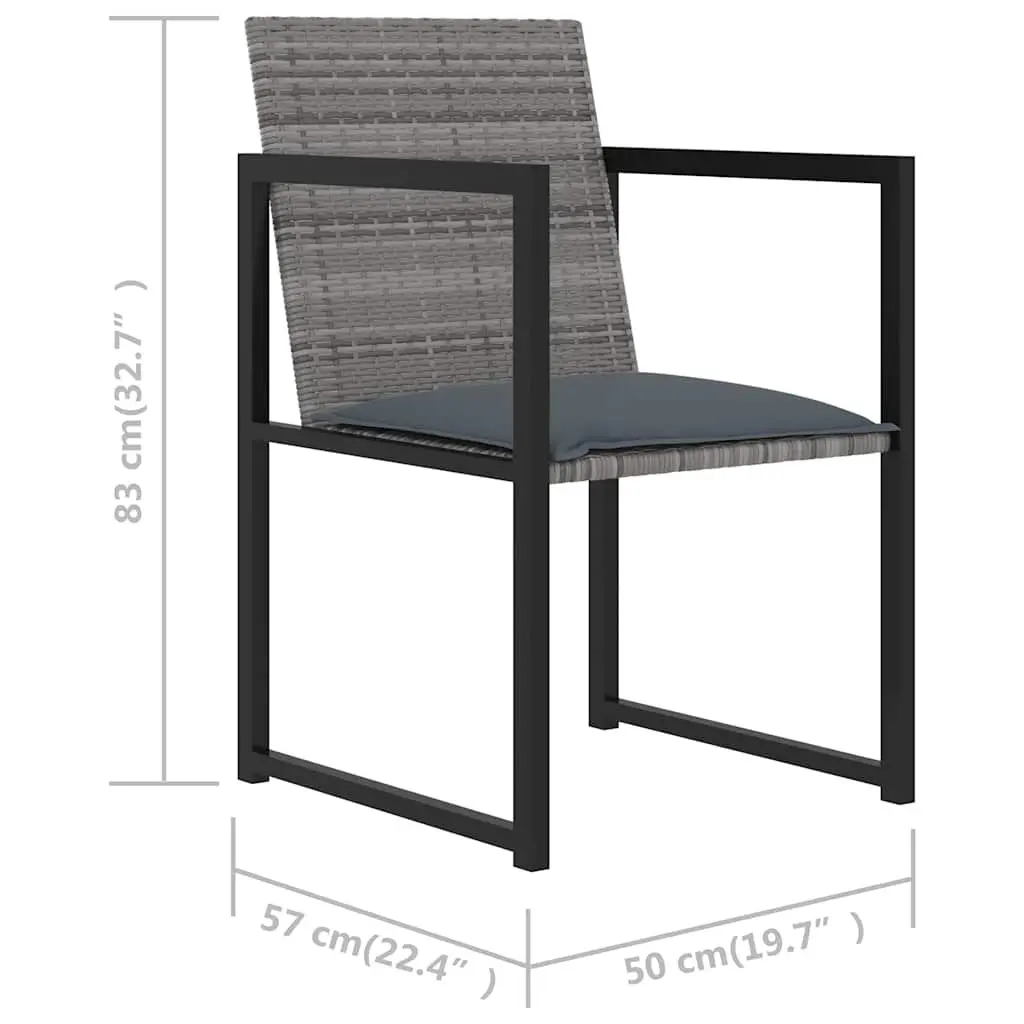 Outdoor Dining Set 5 Piece Patio Garden Furniture Grey Rattan Chairs Table
