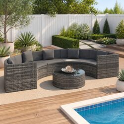 Half Round Lounge Set Specifications: 6 Pieces, Durable Design