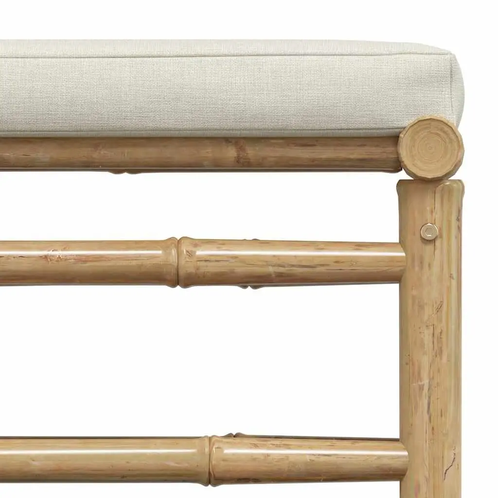 3 Piece Garden Lounge Set Outdoor Patio Furniture Bamboo Cream White Cushions