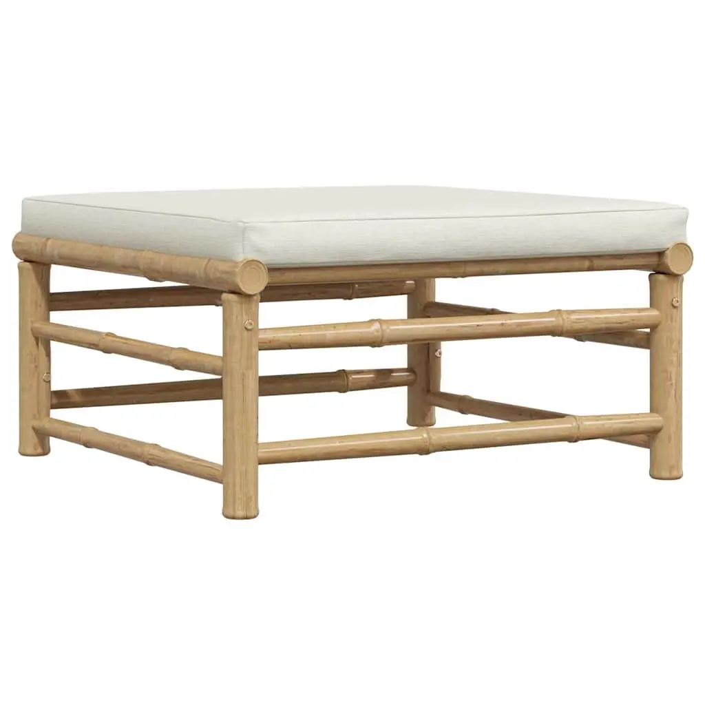 3 Piece Garden Lounge Set Outdoor Patio Furniture Bamboo Cream White Cushions