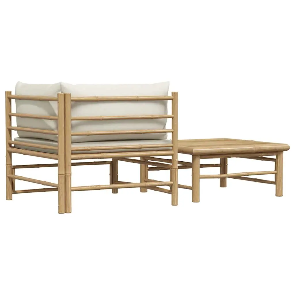 Bamboo Garden Lounge Set 2 Piece Modular Sofa with Cushions for Outdoor Patio