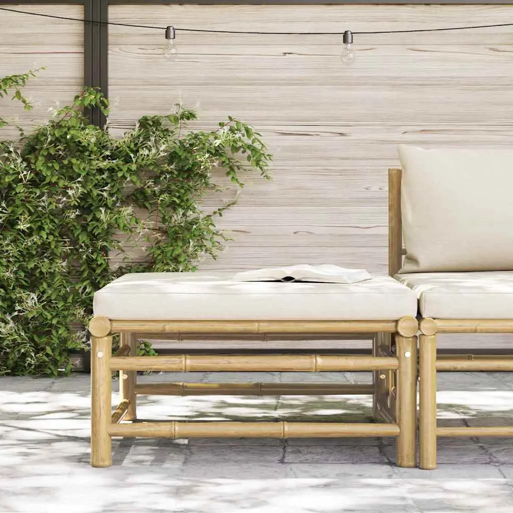 Bamboo Garden Footrest Ottoman Outdoor Patio Cushioned Modular