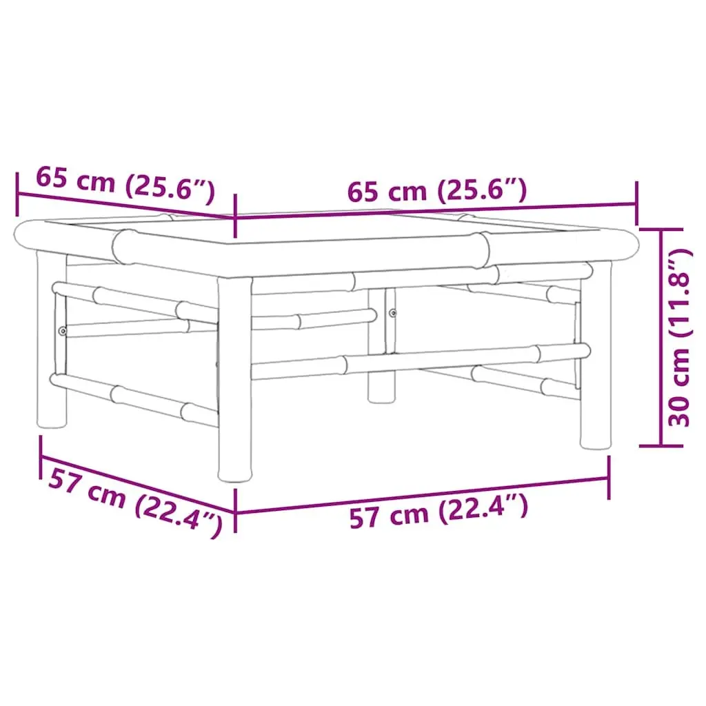Bamboo Outdoor Garden Table 65x65x30cm Brown Patio Furniture Modular Design