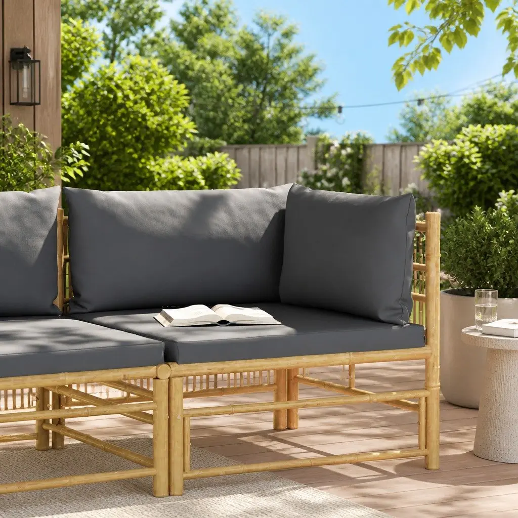 Bamboo Garden Corner Sofa with Cushions