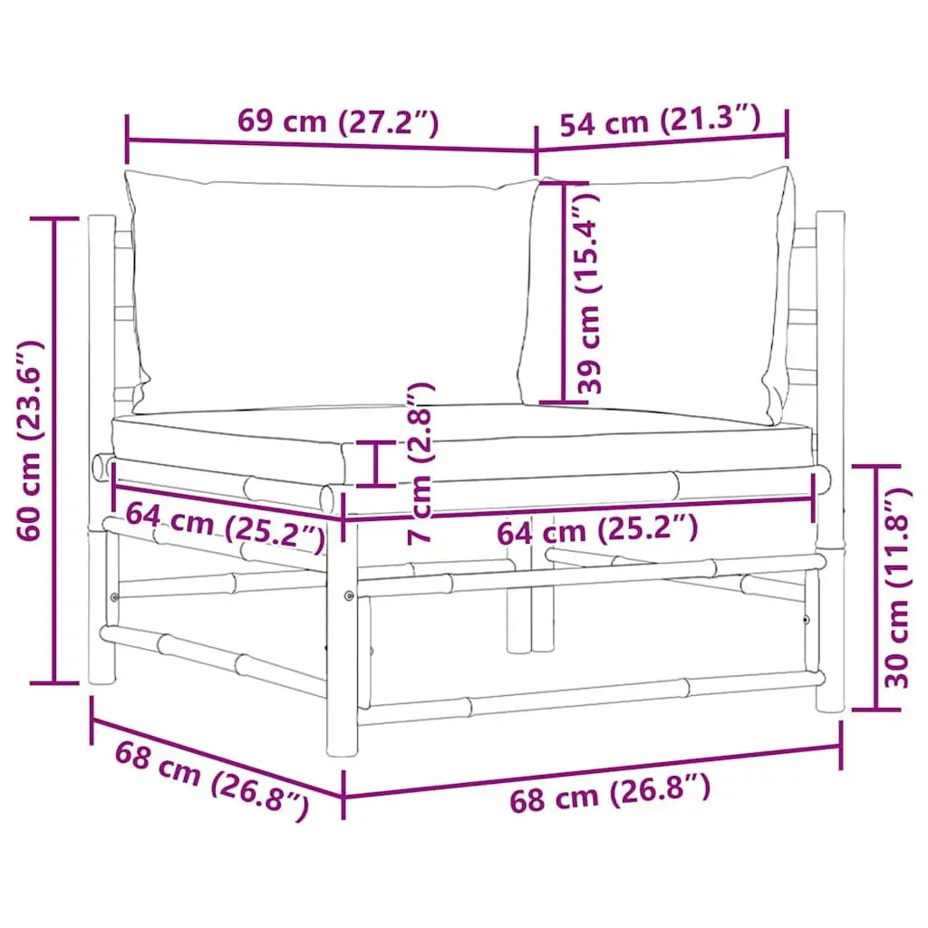 Bamboo Garden Corner Sofa with Cushions
