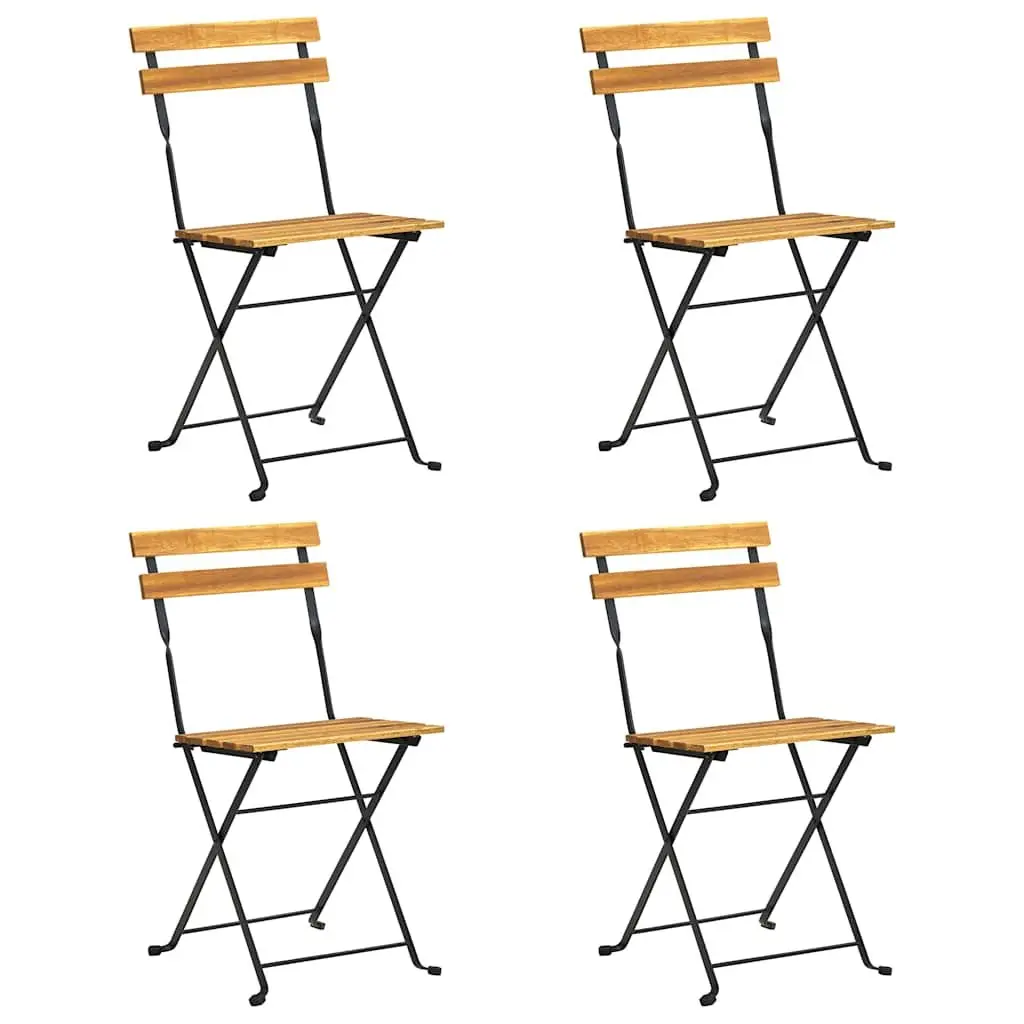 Outdoor Bistro Chairs Set of 4 Folding Garden Seating Solid Wood Brown