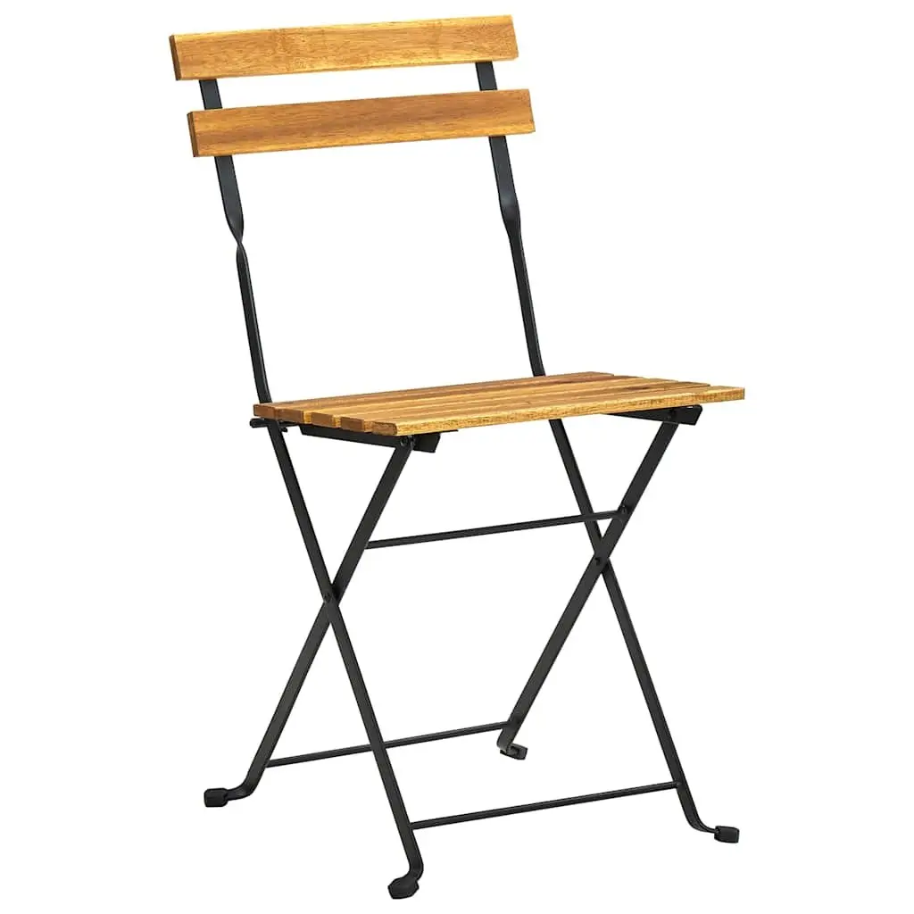 Outdoor Bistro Chairs Set of 4 Folding Garden Seating Solid Wood Brown