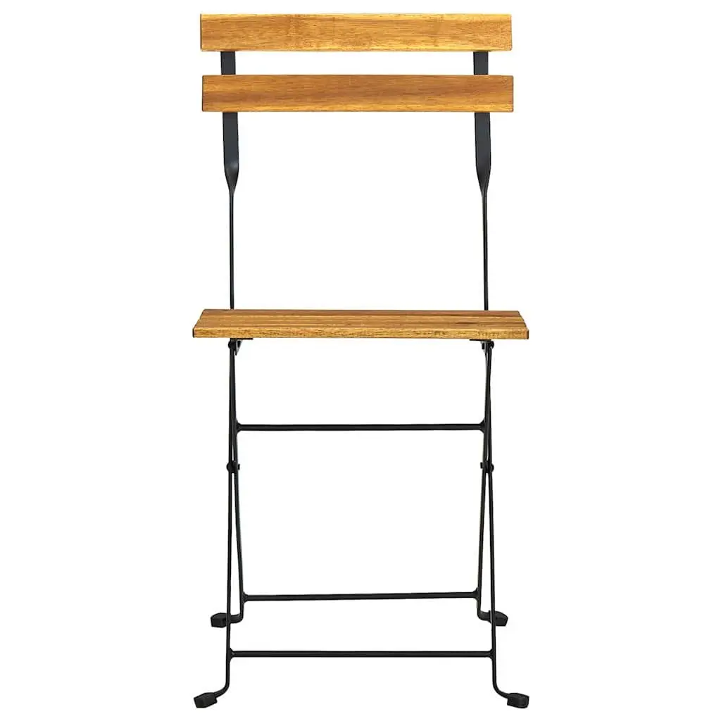 Outdoor Bistro Chairs Set of 4 Folding Garden Seating Solid Wood Brown
