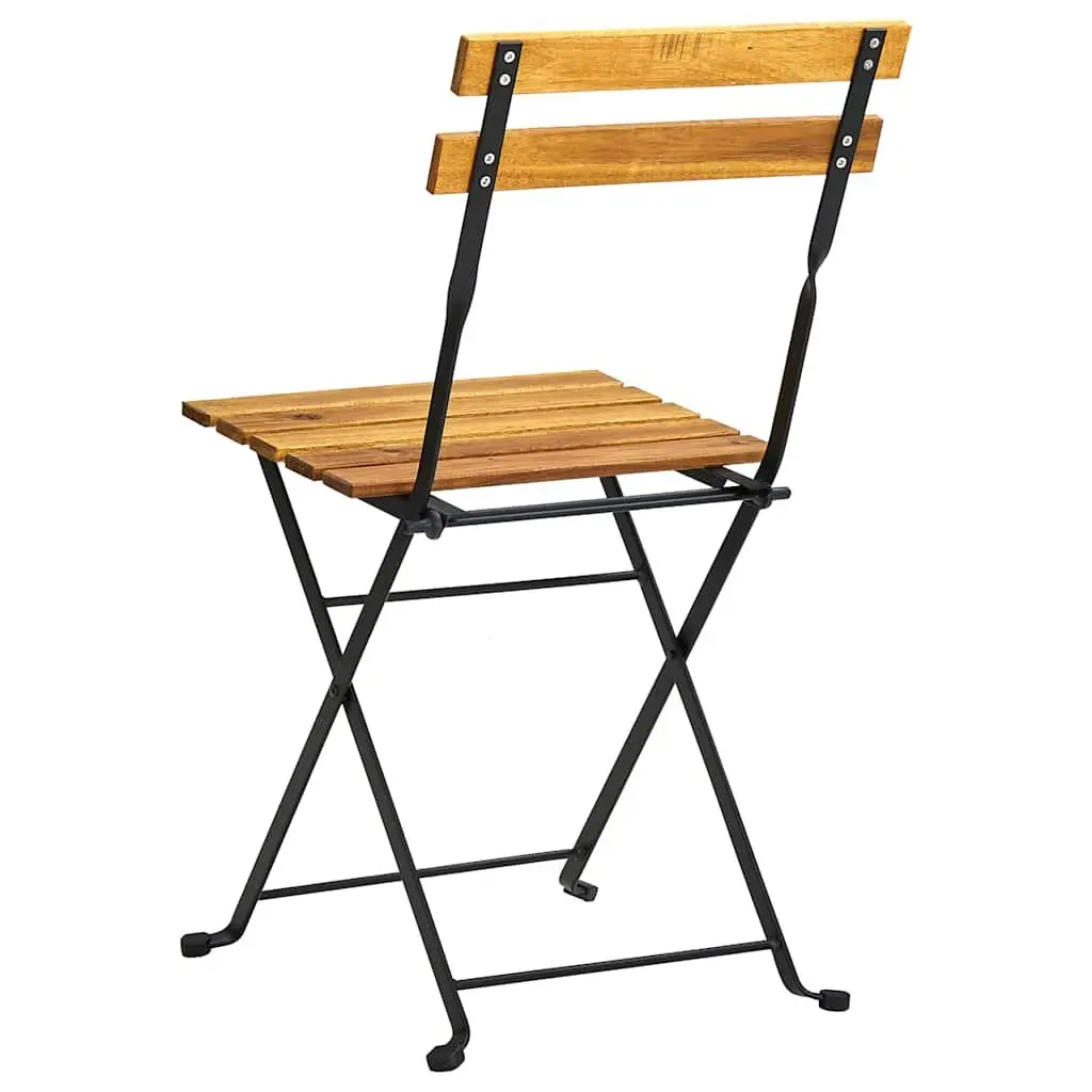 Outdoor Bistro Chairs Set of 4 Folding Garden Seating Solid Wood Brown