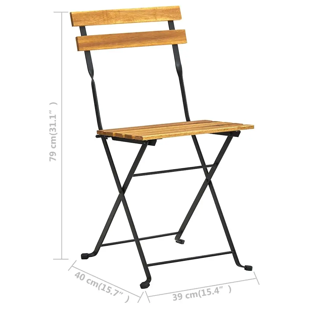 Outdoor Bistro Chairs Set of 4 Folding Garden Seating Solid Wood Brown