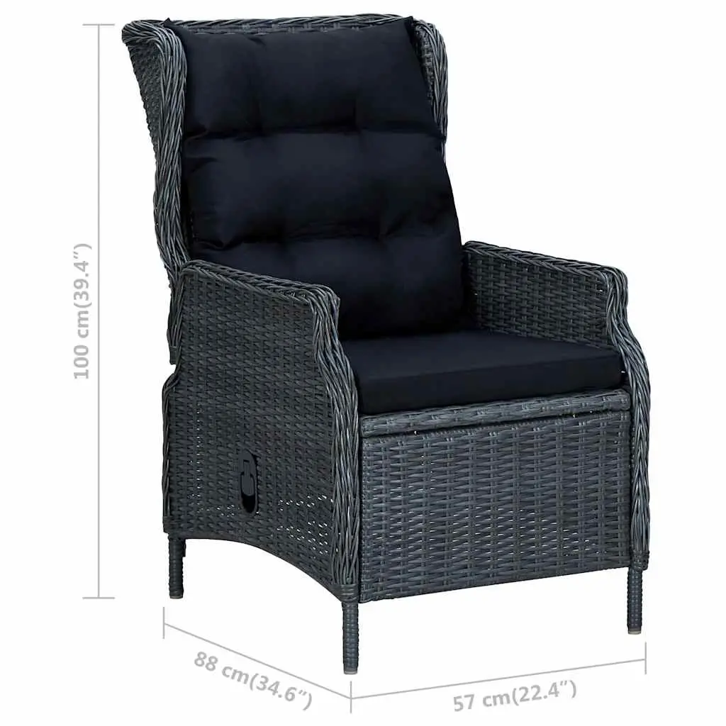 Reclining Garden Chair Outdoor Lounger with Cushions Poly Rattan Steel Frame