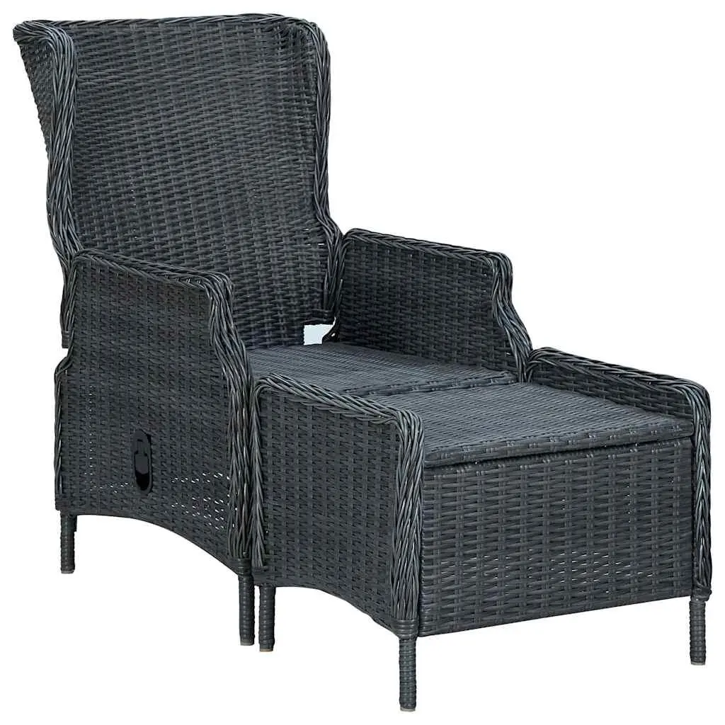 Reclining Garden Chair with Footstool Outdoor Lounger Grey