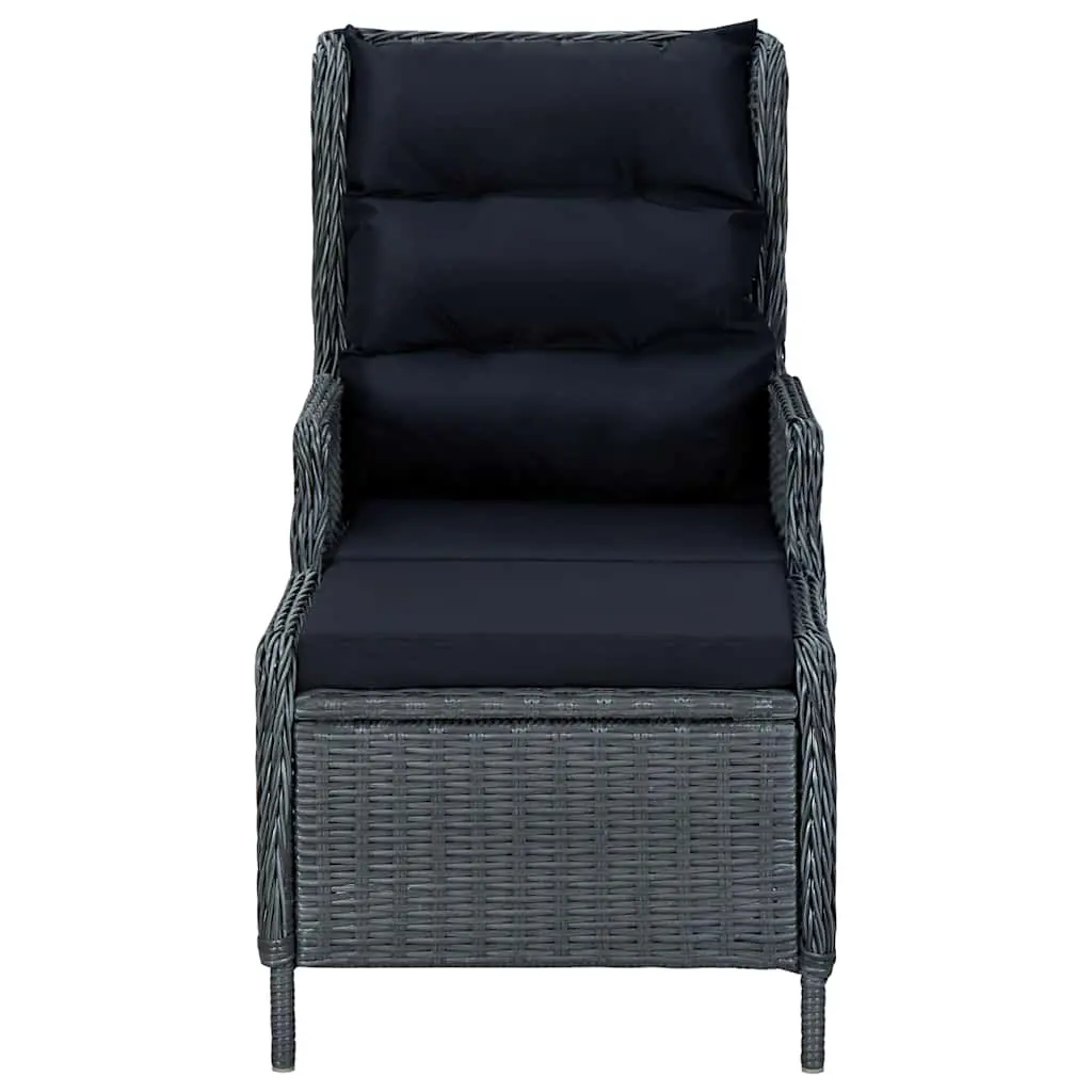 Reclining Garden Chair with Footstool Outdoor Lounger Grey