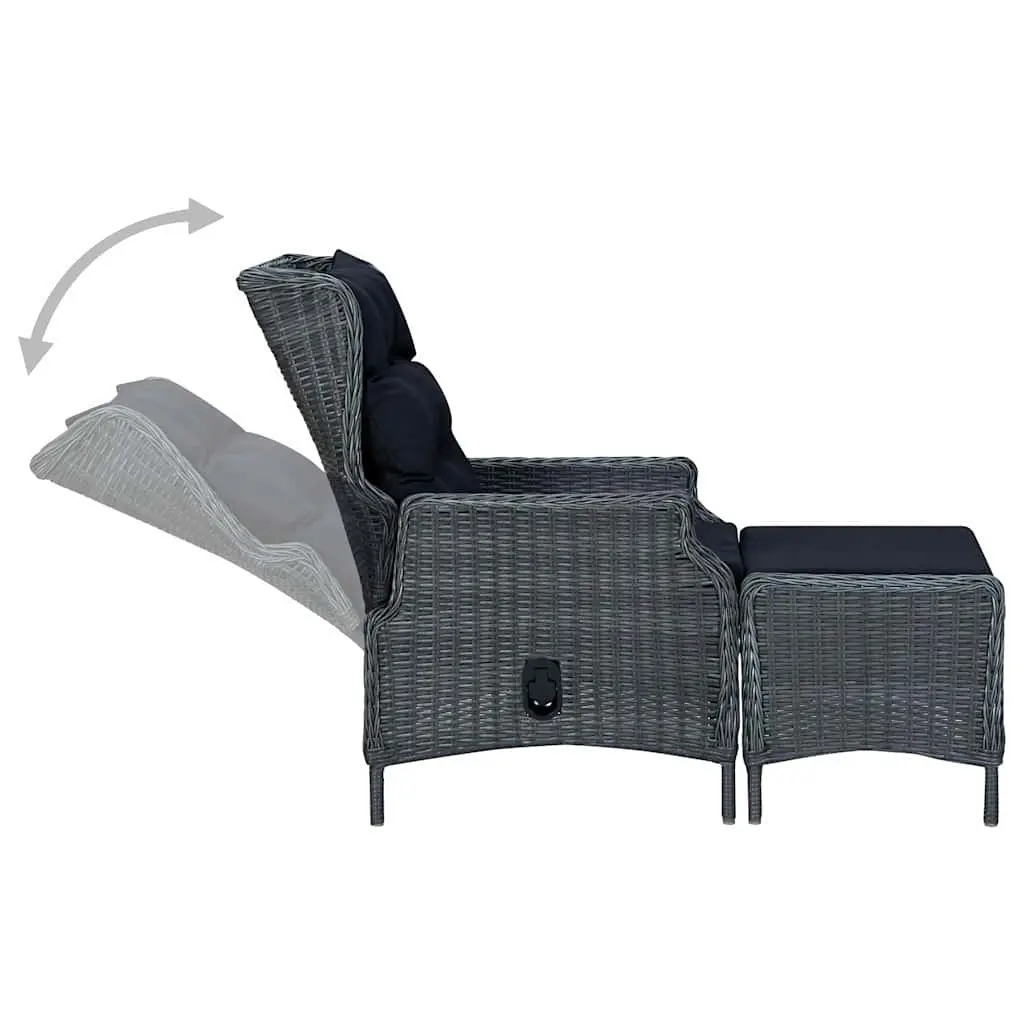 Reclining Garden Chair with Footstool Outdoor Lounger Grey