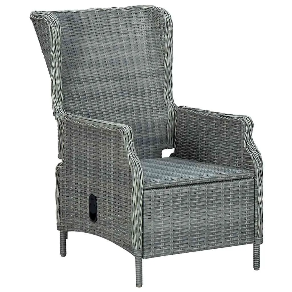 Reclining Garden Chair with Footstool Poly Rattan Outdoor Recliner Sun Lounger