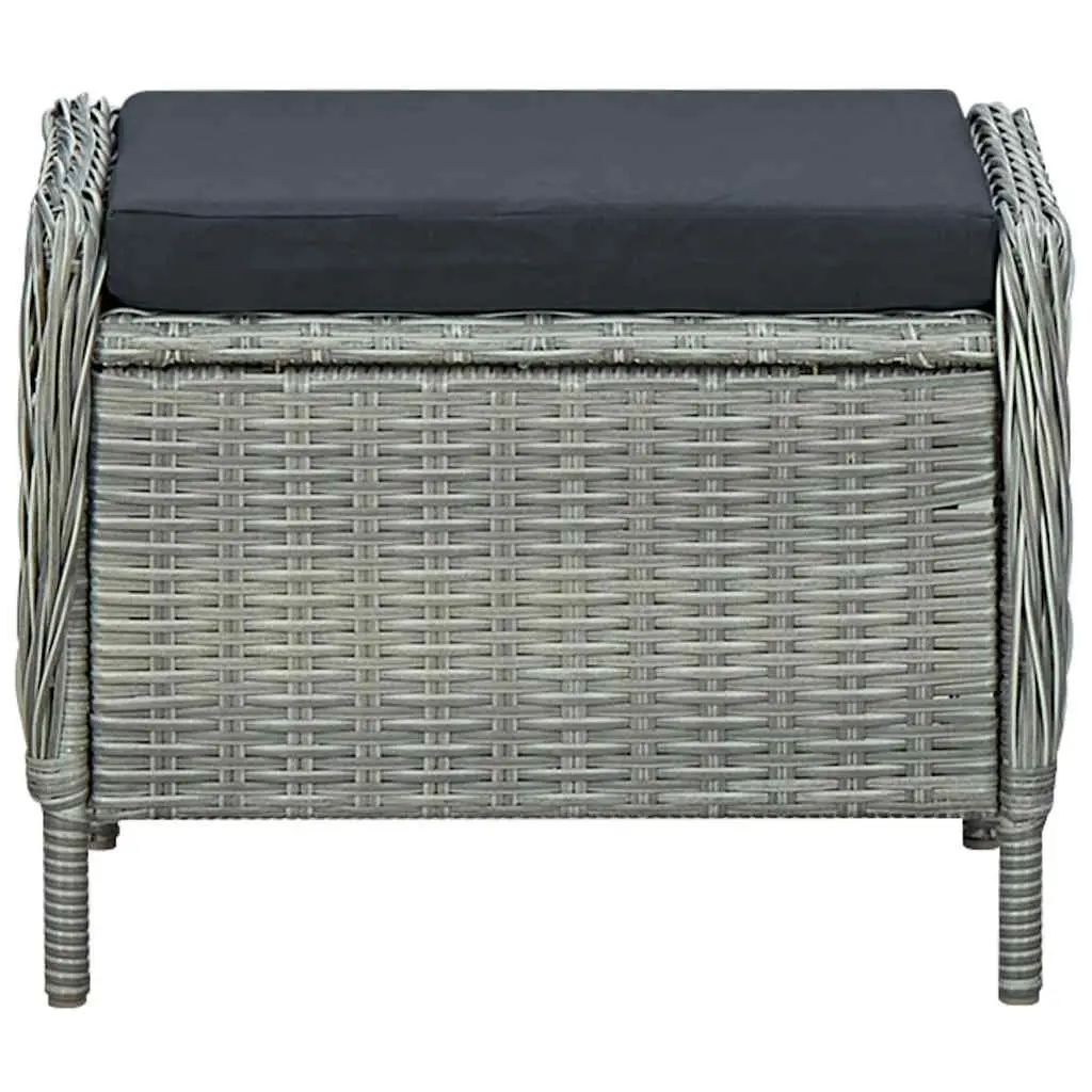 Reclining Garden Chair with Footstool Poly Rattan Outdoor Recliner Sun Lounger