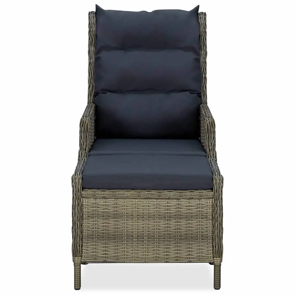 Brown Reclining Garden Chair and Footstool Set