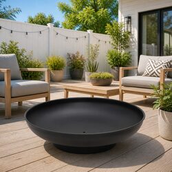 Fire Pit 57cm Outdoor Garden Patio Heating Bowl Steel Black Backyard Fireplace