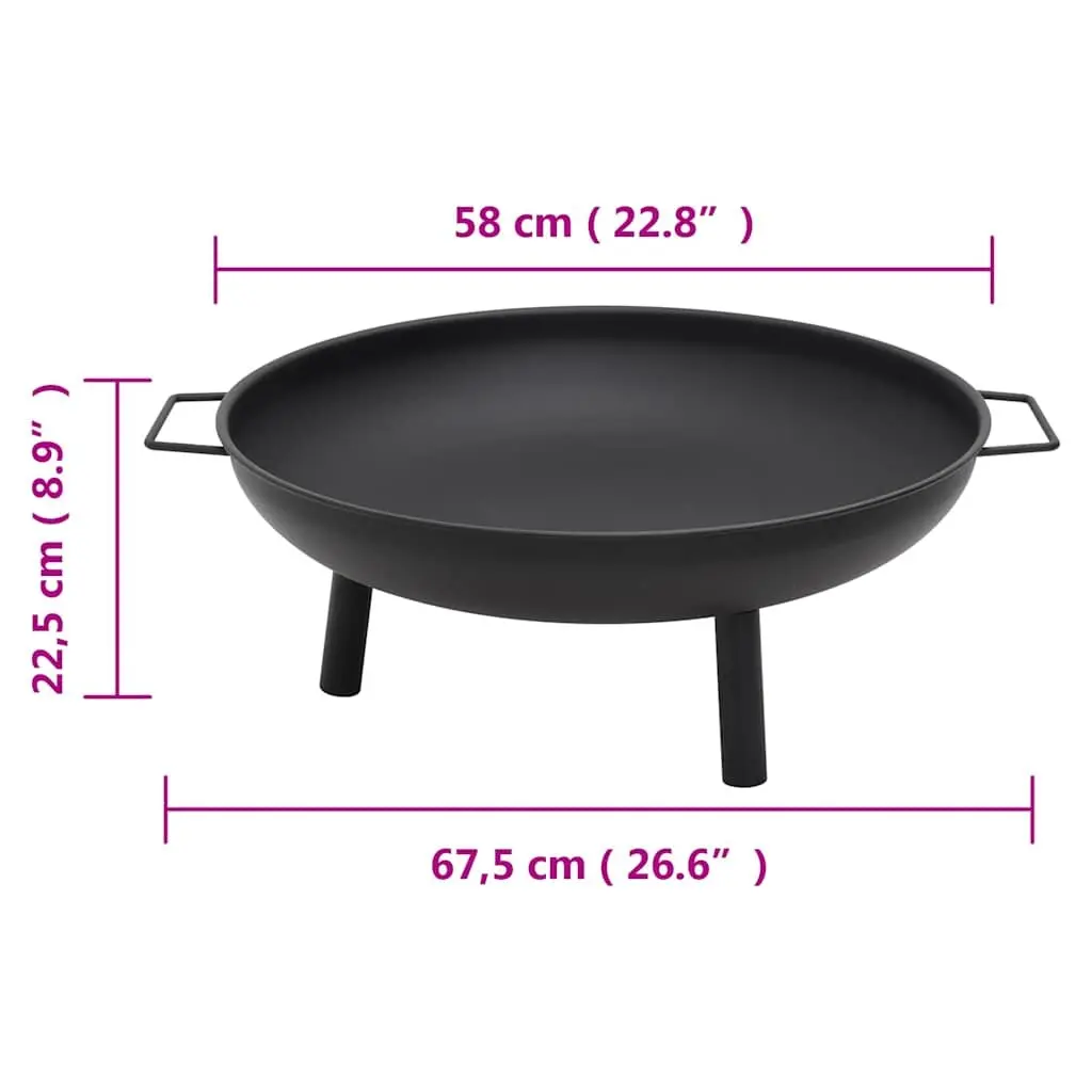 Fire Pit Outdoor Garden Patio Steel Black Bowl 67.5x58x22.5 cm