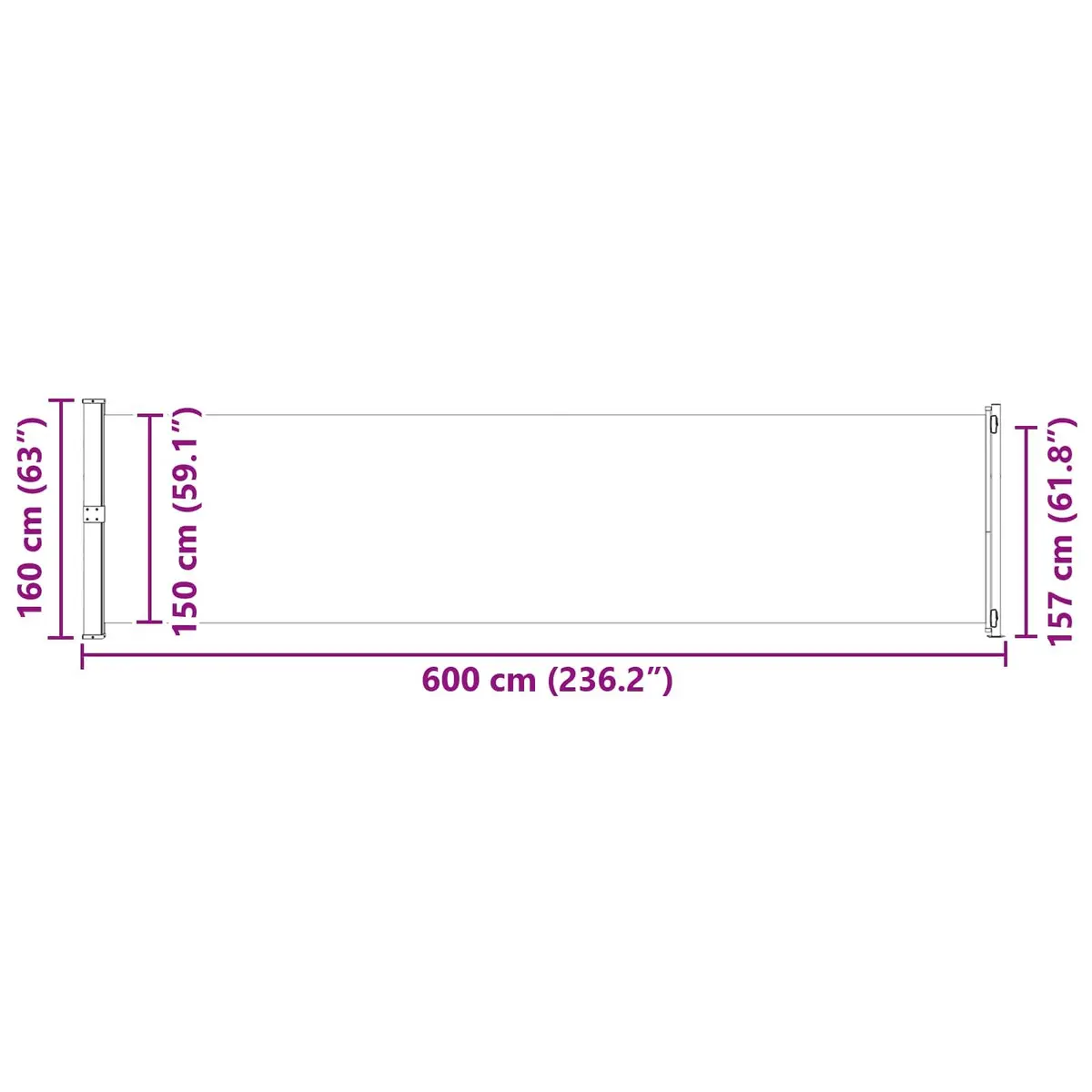 Retractable Side Awning 600x160 cm