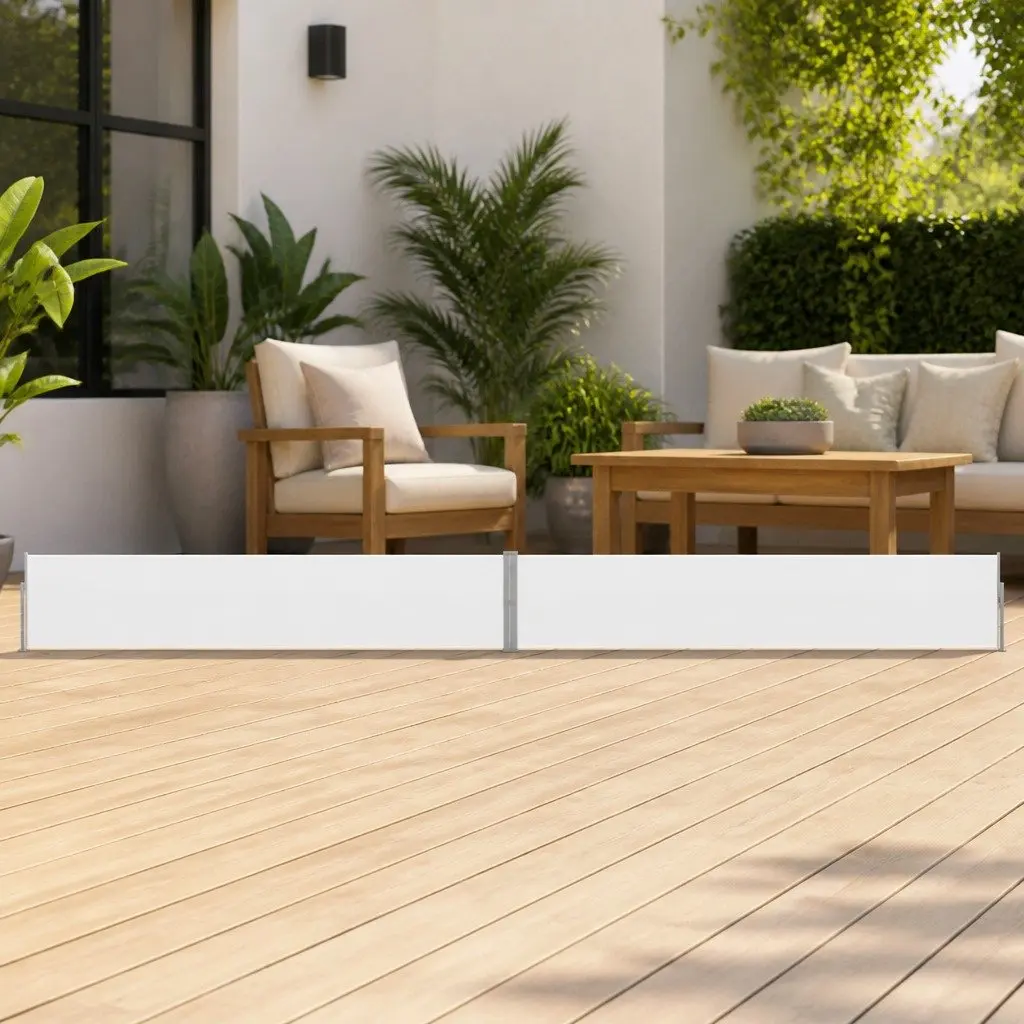 Patio Retractable Side Awning 140x1200cm Cream Outdoor Garden Sunshade Screen