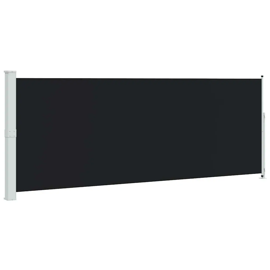 Patio Retractable Side Awning 180x500cm Black Outdoor Privacy Screen Shade