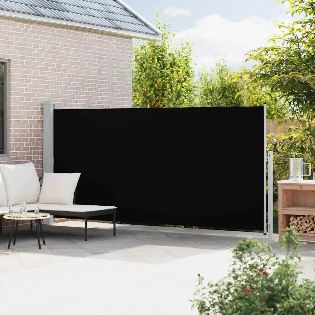 Patio Retractable Side Awning 180x500cm Black Outdoor Privacy Screen Shade