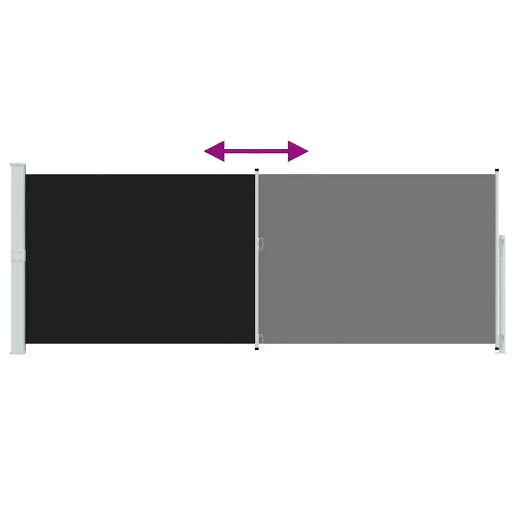Patio Retractable Side Awning 180x500cm Black Outdoor Privacy Screen Shade