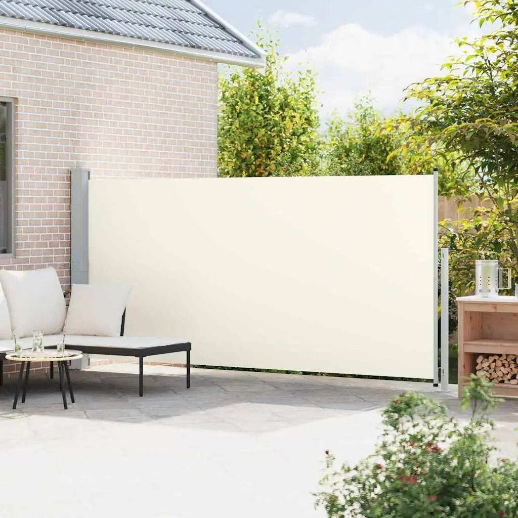 Patio Retractable Side Awning 180x500cm Outdoor Sunshade Privacy Screen Cream