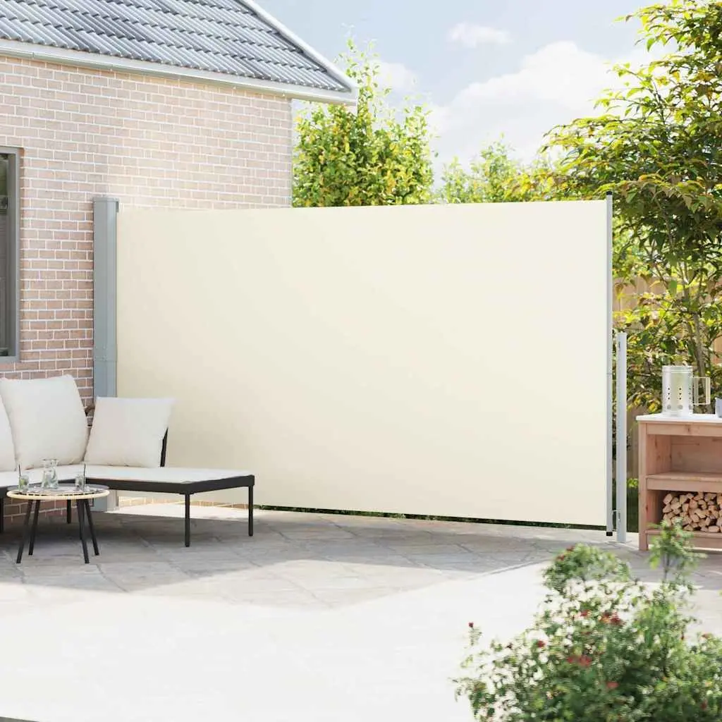 Patio Retractable Side Awning 200x500cm Cream Outdoor Privacy Screen Sunshade